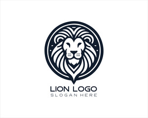 Obraz premium Lion head logo design icon vector illustration. 