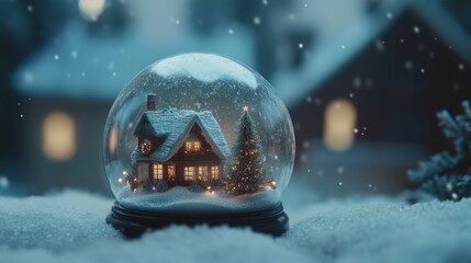 Glass snow globe design for Christmas decorations, showcasing a festive and wintry scene.