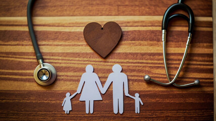 Family Health and Wellness Concept with Heart and Stethoscope