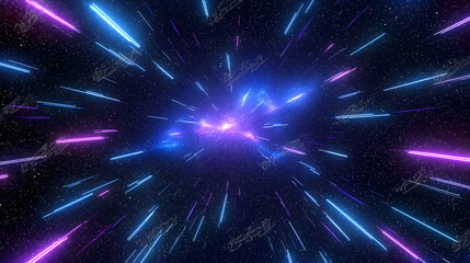 Dynamic space scene with vibrant light streaks