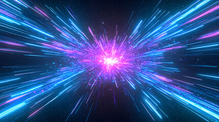 Fototapeta premium Vibrant energy burst with blue and pink lights