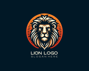 Lion head logo design icon vector illustration. 