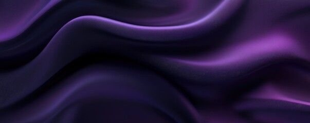 Obraz premium Dark purple background with copy space with flowing wavy silk effect. Graceful folds and curves of satin material