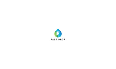 Letter f green and blue colour creative design drop logo 