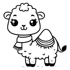 cartoon cute camel wild animal doodle hand drawn vector illustration template design