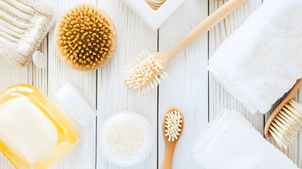 Obraz premium Enhance your skincare routine with natural brushes and soaps