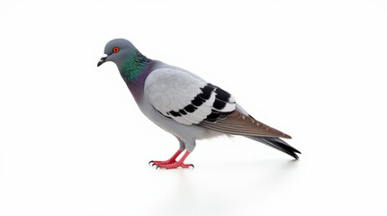 Fototapeta premium Isolated Pigeon Bird Stock Photo with Detailed Feather Texture on White Background