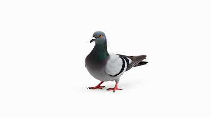 Isolated Pigeon Bird Stock Photo with Detailed Feather Texture on White Background
