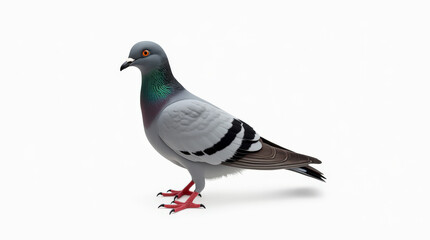 Obraz premium Isolated Pigeon Bird Stock Photo with Detailed Feather Texture on White Background