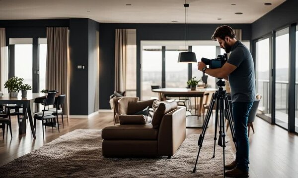Interior photographer taking photos in a house.