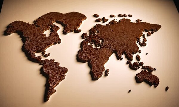 World map made of chocolate.
