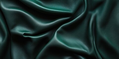 Obraz premium Deep green leather with a textured appearance serves as the backdrop. This dark green leather background features a tactile quality and rich hue, emphasizing its unique texture.