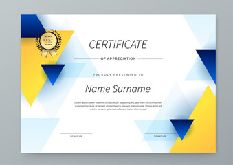 Modern Certificate Template with Blue Abstract Design Illustration
