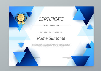 Modern Certificate Template with Blue Design Elements