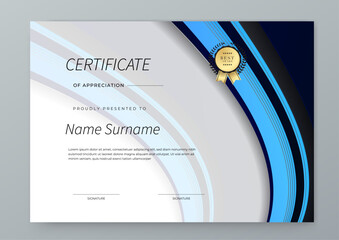 Modern Certificate Template with Blue Abstract Design Illustration