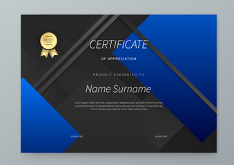 Modern Certificate Template with Blue Abstract Design Illustration