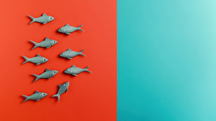 Fototapeta premium fish in red Ocean and blue ocean symbolize business strategy target group