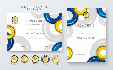 Obraz premium Colorful Geometric Shape Certificate Template with Geometric Design Elements
