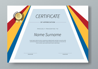 Modern Certificate Template with Colorful Geometric Shape Abstract Design Illustration