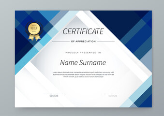 Simple Certificate of Appreciation with Modern Geometric Design Element Shape