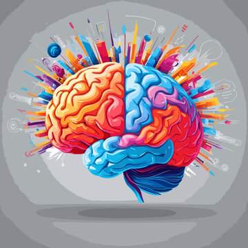 Concept art of a human brain exploding with knowledge and creativity. generative ai