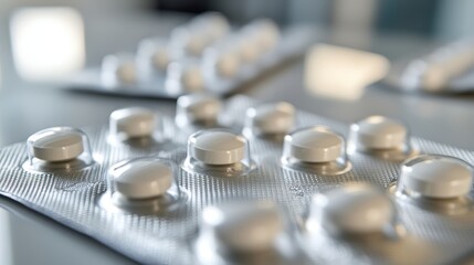 Close up of Birth Control Pills in Blister Pack on Medical Tray