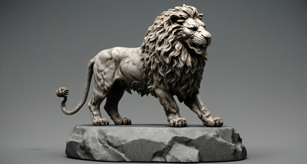 Granite lion figurine. Digital illustration.