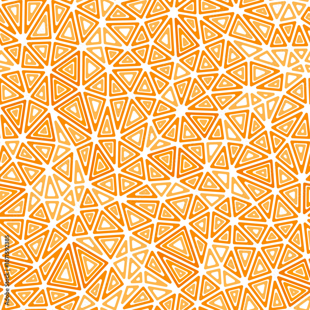 Poster mosaic triangles shapes background. compact shape size. multiple repeated inner triangles. one tone 