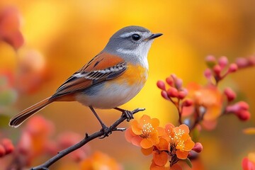 Naklejka premium A bird flying over a garden with bright shades around.