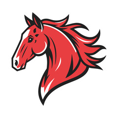 Red Horse Head Mascot Logo Design Illustration