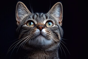 Obraz premium A cat with a funny expression, with a print on the nose, with soft lighting.