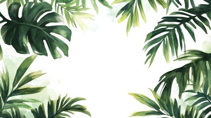 Obraz premium Watercolor Tropical Leaves Border