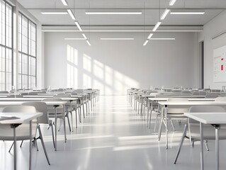Fototapeta premium Bright and Modern Corporate Training Classroom with Ergonomic Furniture
