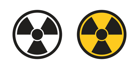 Radioactive material warning icon in flat style. Radiation danger vector illustration on isolated background. Caution sign business concept.