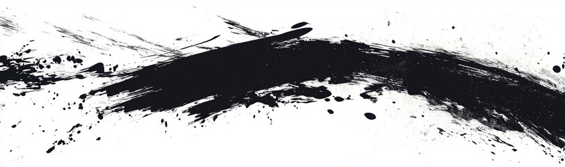 Black ink brush stroke painting on white background
