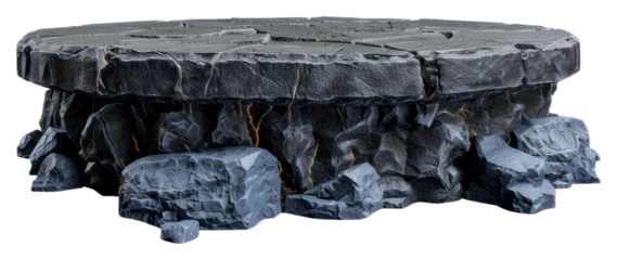 PNG Volcano stone circle podium rock furniture structure.