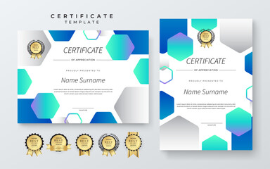 Modern Certificate of Appreciation Template with Colorful Design. Elegant certificate template featuring vibrant geometric patterns. Ideal for awards, achievements, and recognition events
