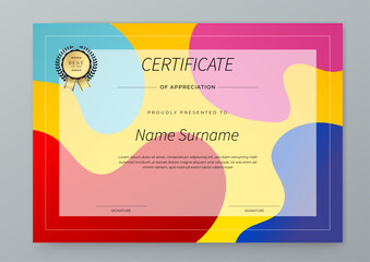 Modern Certificate Template with Colorful Abstract Design Illustration