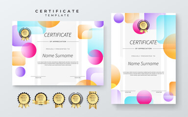 Modern Certificate Template with Colorful Abstract Design Illustration