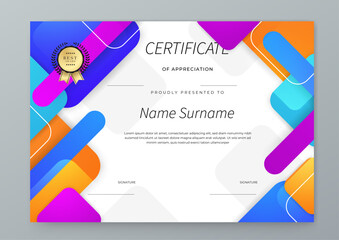 Modern Certificate Template with Colorful Abstract Design Illustration