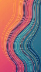 A colorful abstract painting with a yellow line
