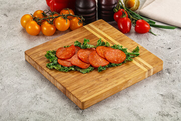 Spanish salami cured chorizo sausage