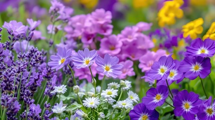 Fototapeta premium A Close-Up of a Colorful Flower Garden