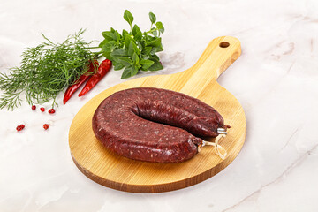 Delicious dry cured beef basturma on table, closeup