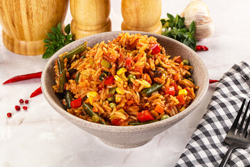 Mexican spicy rice with vegetables
