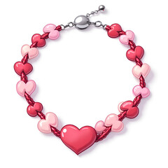 Obraz premium Charming heart bracelet with red and pink hearts, perfect for expressing love and affection, digital art of jewelry design concept.