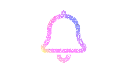 Icon bell is made up of LED square shapes. There are bright diodes and there are black dead diodes
