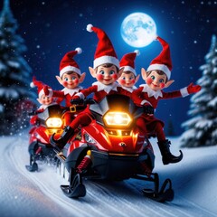 santa claus riding a sleigh with reindeer