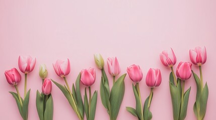 Fototapeta premium ピンク色の壁紙と花