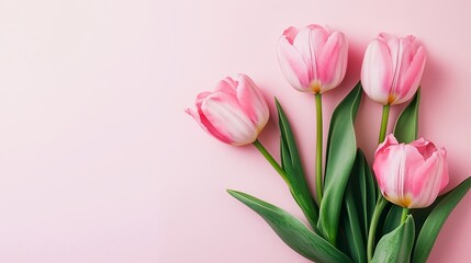 Obraz premium ピンク色の壁紙と花